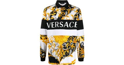 versace colleftion printed polo|Versace long sleeve polo.